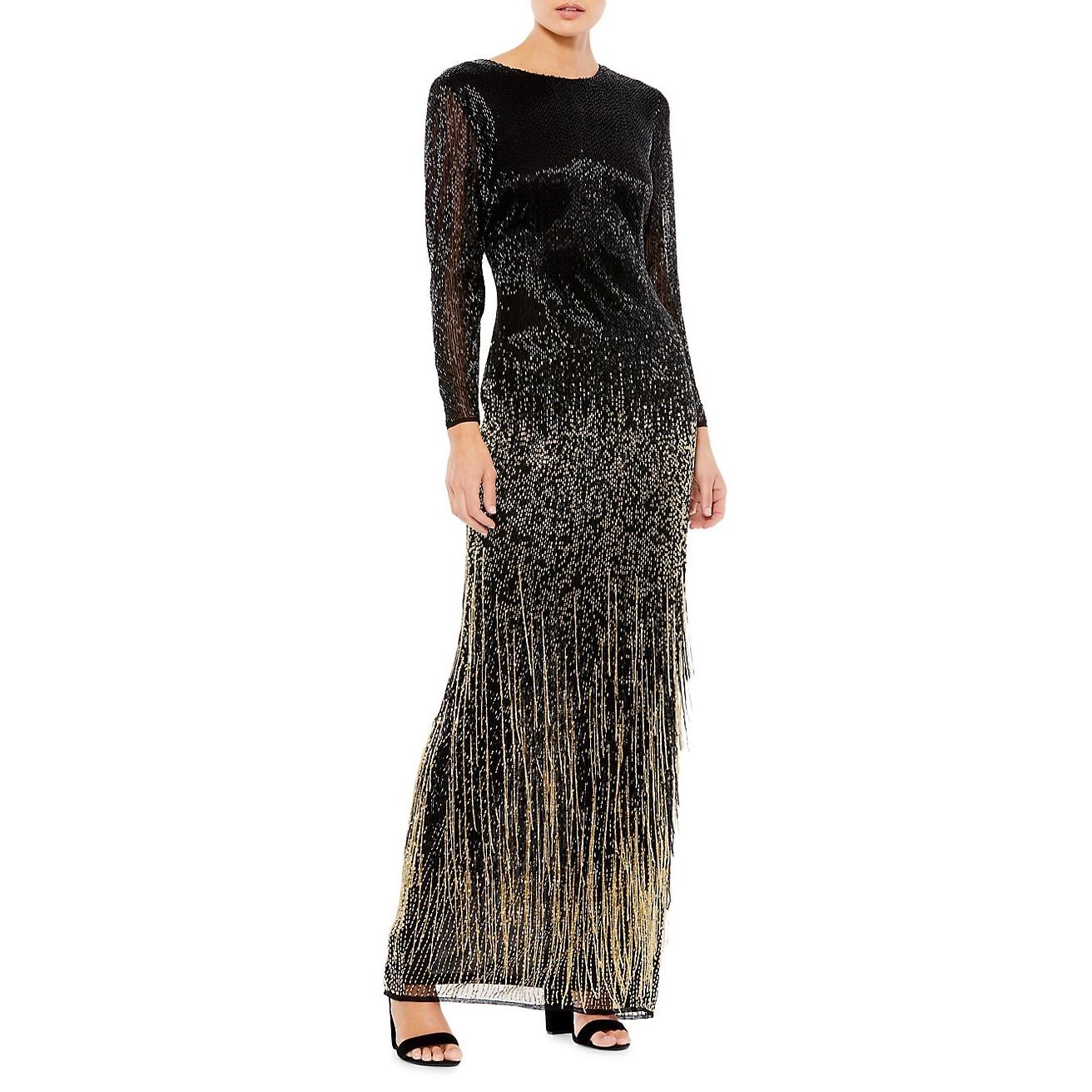 Nwt Mac Duggal Beaded Long-Sleeve Gown Size 4 $898